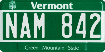 VT license plate NAM842