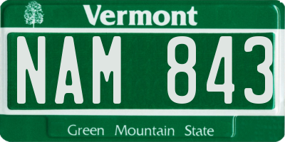 VT license plate NAM843