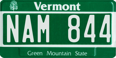 VT license plate NAM844