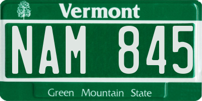 VT license plate NAM845