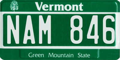 VT license plate NAM846