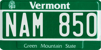 VT license plate NAM850