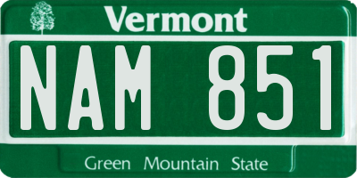 VT license plate NAM851