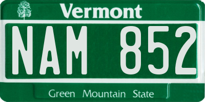 VT license plate NAM852