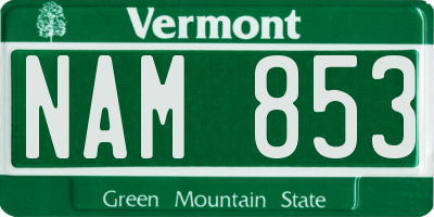 VT license plate NAM853
