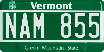 VT license plate NAM855