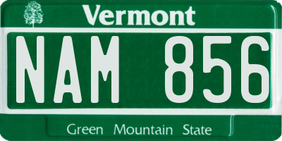 VT license plate NAM856