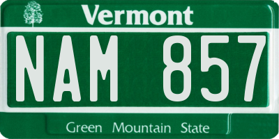 VT license plate NAM857