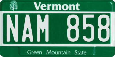 VT license plate NAM858