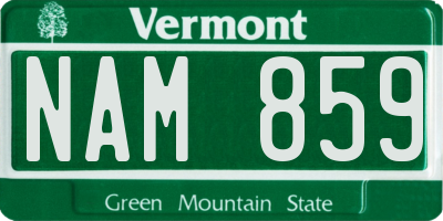 VT license plate NAM859