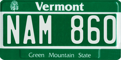 VT license plate NAM860