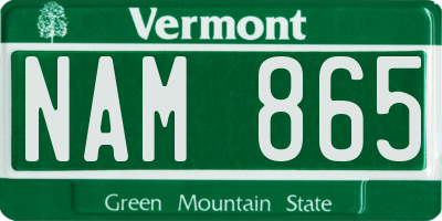 VT license plate NAM865
