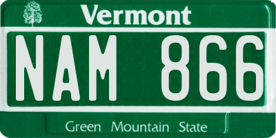 VT license plate NAM866