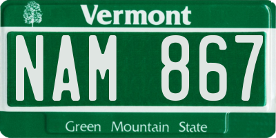 VT license plate NAM867