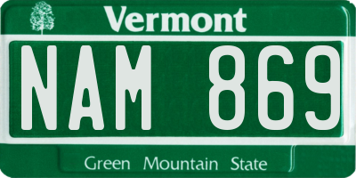 VT license plate NAM869