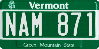 VT license plate NAM871