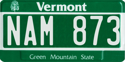 VT license plate NAM873