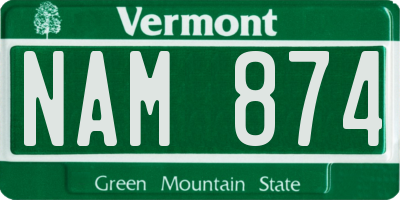 VT license plate NAM874
