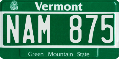 VT license plate NAM875