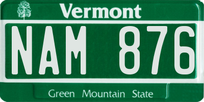 VT license plate NAM876
