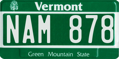 VT license plate NAM878