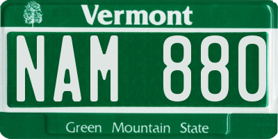 VT license plate NAM880