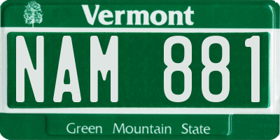 VT license plate NAM881