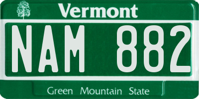 VT license plate NAM882