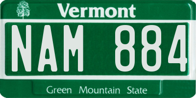 VT license plate NAM884