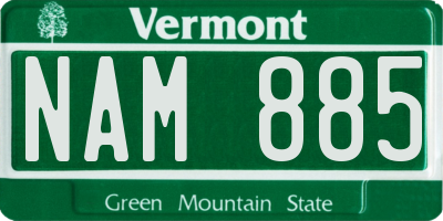 VT license plate NAM885