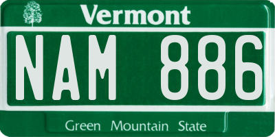 VT license plate NAM886