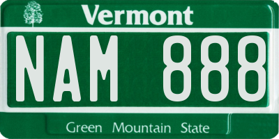 VT license plate NAM888