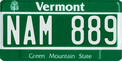 VT license plate NAM889