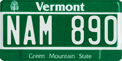 VT license plate NAM890