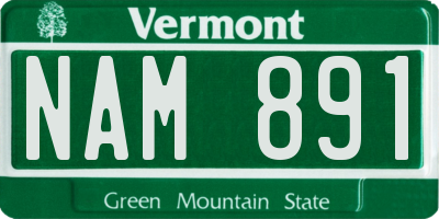 VT license plate NAM891