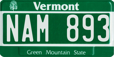VT license plate NAM893