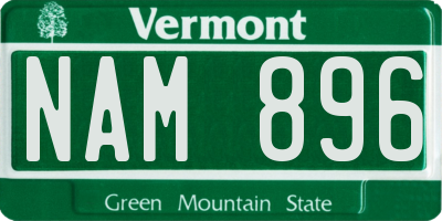VT license plate NAM896