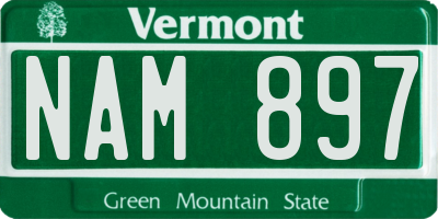 VT license plate NAM897
