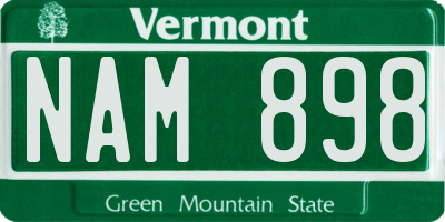 VT license plate NAM898