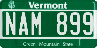 VT license plate NAM899