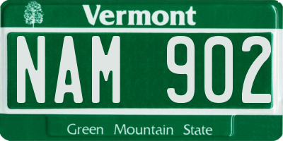 VT license plate NAM902
