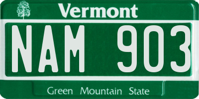 VT license plate NAM903