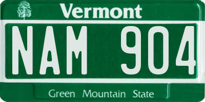 VT license plate NAM904