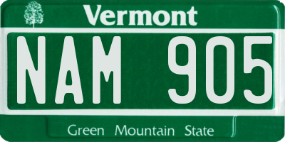 VT license plate NAM905