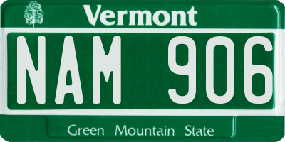 VT license plate NAM906