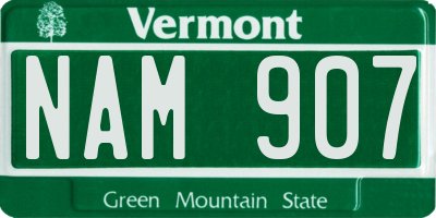 VT license plate NAM907