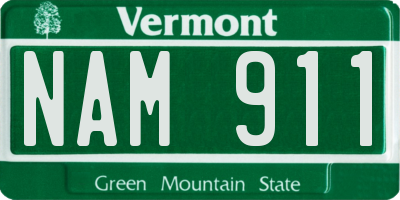 VT license plate NAM911