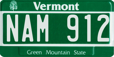 VT license plate NAM912