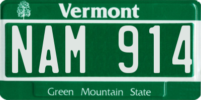 VT license plate NAM914