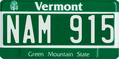 VT license plate NAM915
